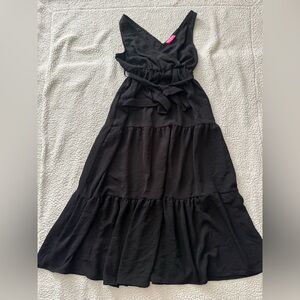 Sophisticated Black Tiered Maxi Dress